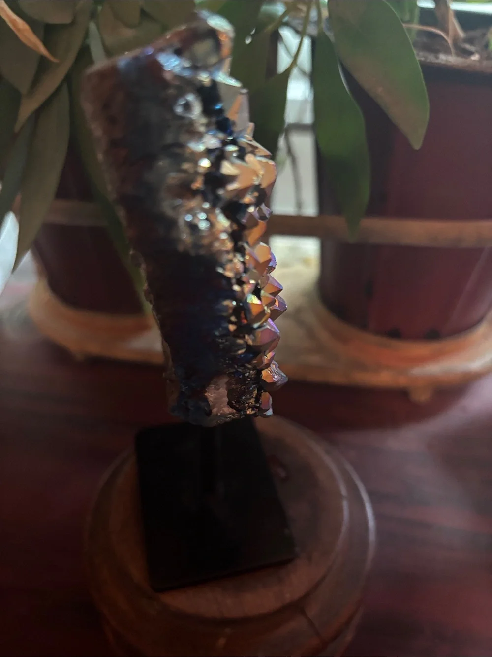 Rainbow Aura Geode Cluster Decorative Accent Multicolor